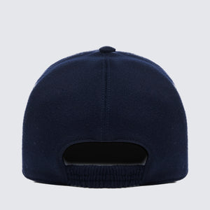 Cappellino da Baseball tinta unita Blu 100% Puro Cashmere | Filatori