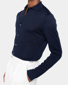 Blue Long Sleeved Shirt Knitwear in Organic Cotton Mulberry Silk | Filatori