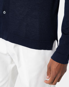 Blue Long Sleeved Shirt Knitwear in Organic Cotton Mulberry Silk | Filatori