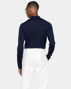 Blue Long Sleeved Shirt Knitwear in Organic Cotton Mulberry Silk | Filatori