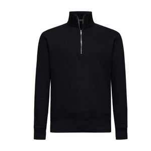 Felpa Mezza Zip Nera Cotone Cashmere | Filatori