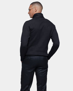 Felpa Mezza Zip Nera Cotone Cashmere | Filatori