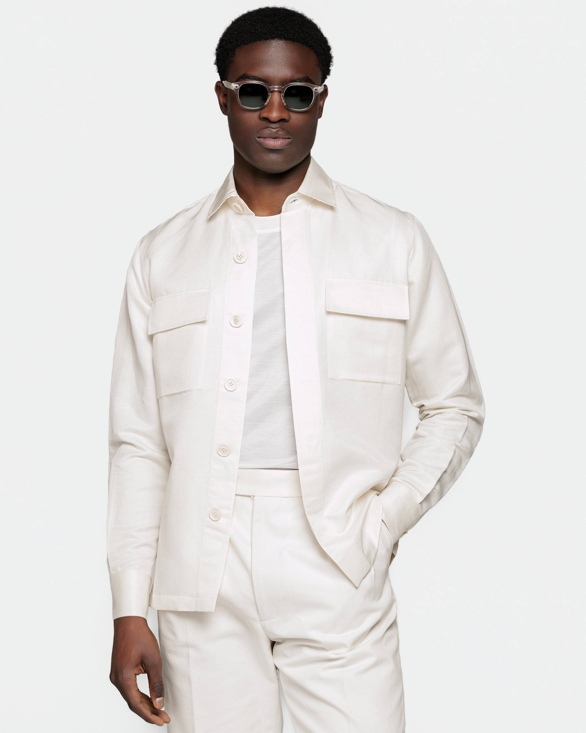 Overshirt tinta unita Bianca Lino Seta | Filatori
