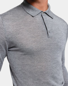 Grey Long Sleeved Polo Knitwear in Cashmere Mulberry Silk | Filatori