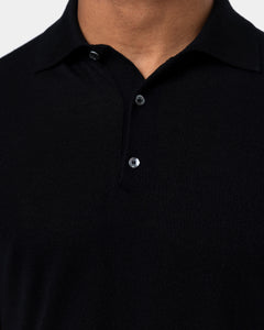 Black Short Sleeve Polo Knitwear in Organic Cotton Mulberry Silk | Filatori