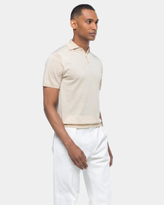 Sand Short Sleeve Polo Knitwear in Organic Cotton Mulberry Silk | Filatori