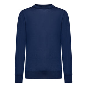 Blue Long Sleeved Crewneck Knitwear in Extrafine Merino Wool and Silk | Filatori