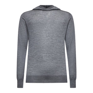 Grey Long Sleeved Hoodie Knitwear in Extrafine Merino Wool and Silk | Filatori