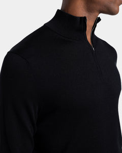 Black Half Zip Knitwear in Organic Cotton Mulberry Silk | Filatori