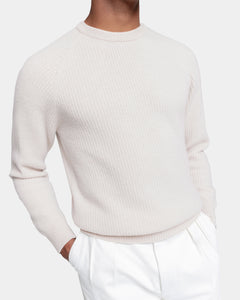 Meringue Long Sleeve Crewneck in Super 100's Carded Wool | Filatori