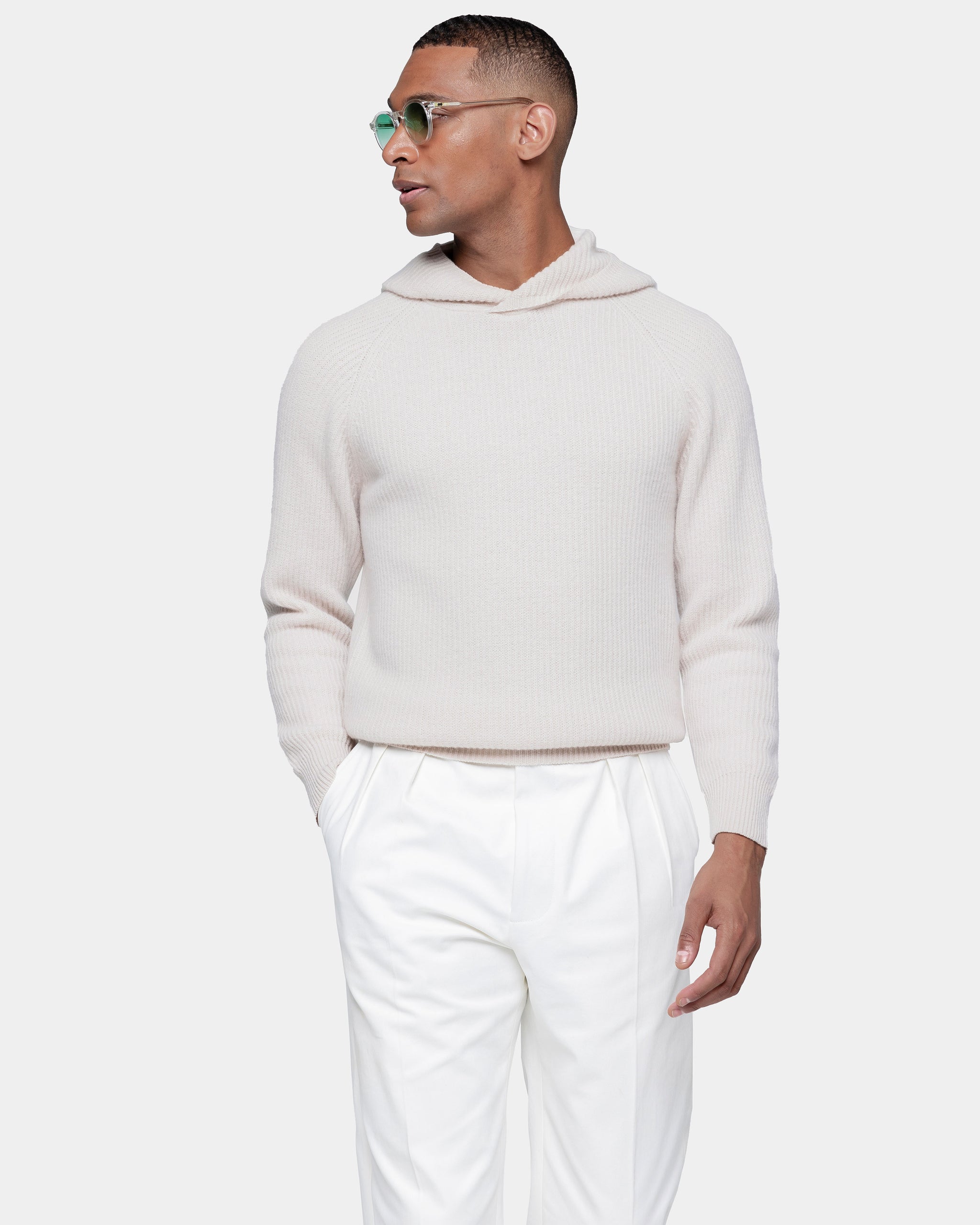 Meringue Long Sleeve Hoodie in Super 100's Carded Wool | Filatori