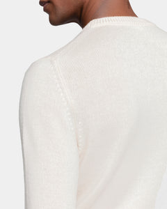 Off White Long Sleeved Crewneck Knitwear in Wool Cashmere | Filatori