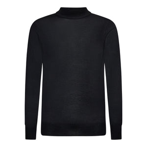 Black Long Sleeved Highneck Knitwear in Cashmere Mulberry Silk | Filatori