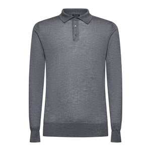 Grey Long Sleeved Polo Knitwear in Cashmere Mulberry Silk | Filatori