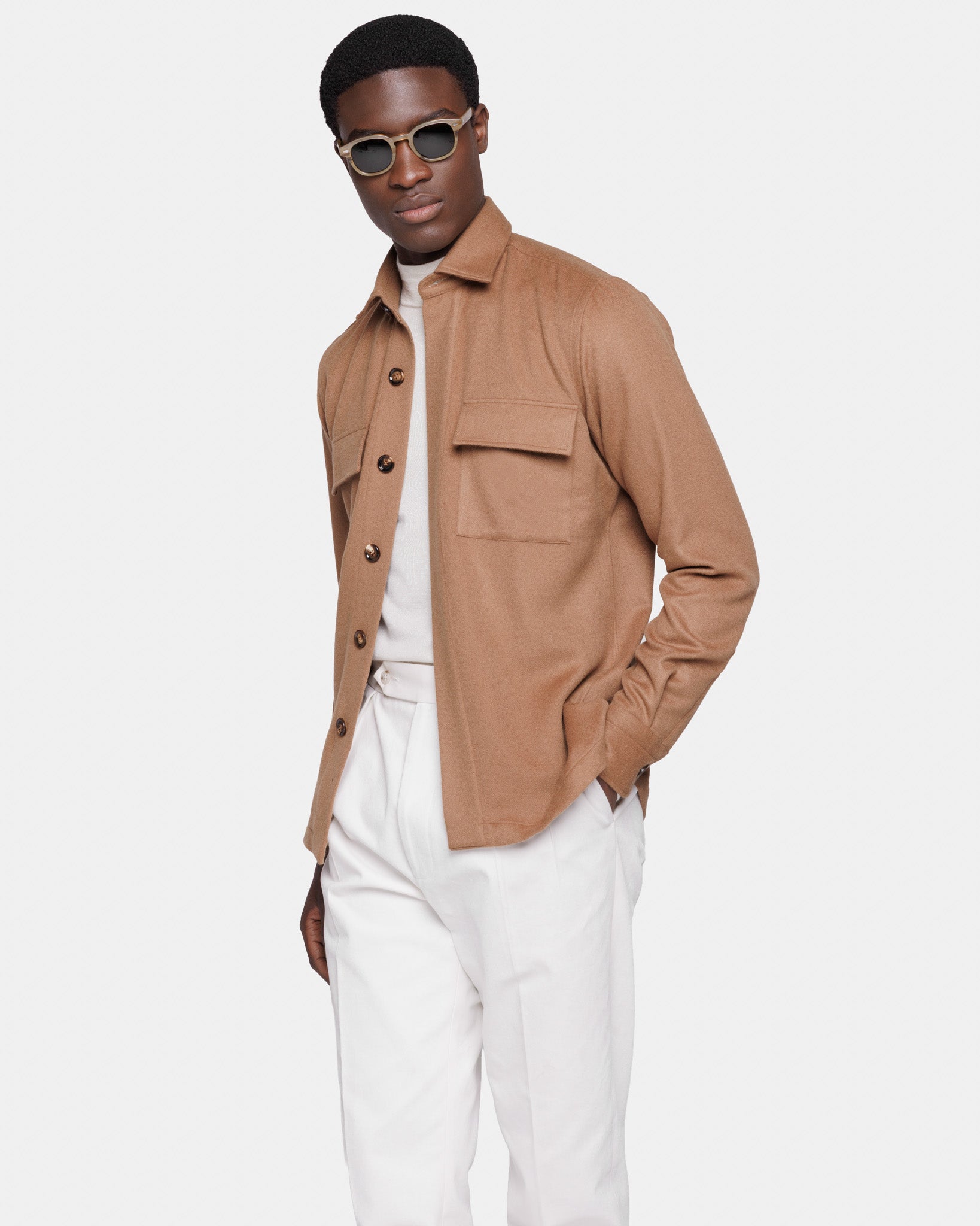 Overshirt tinta unita Tabacco 100% Baby Camel | Filatori