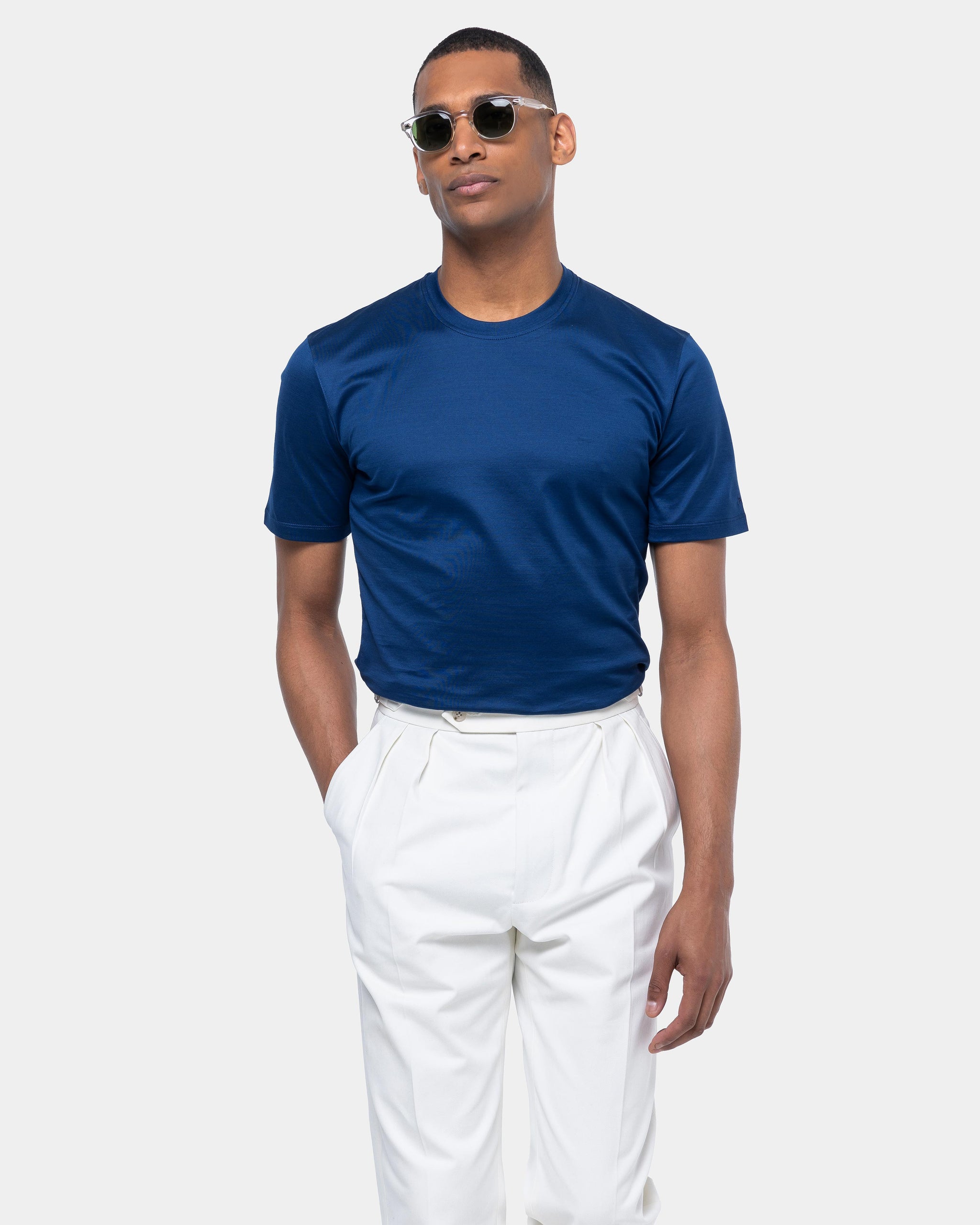 Blue Marine Short Sleeve T-Shirt 100% Egyptian Cotton | Filatori 