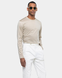 Sand Long Sleeved T-Shirt 100% Egyptian Cotton | Filatori 