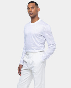 White Long Sleeved T-Shirt 100% European Linen | Filatori 