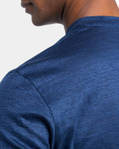 Blue Short Sleeve T-Shirt 100% European Linen | Filatori 