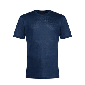 T shirt manica corta tinta unita Blu 100% Lino | Filatori