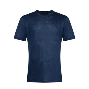 Blue Short Sleeve T-Shirt 100% European Linen | Filatori 