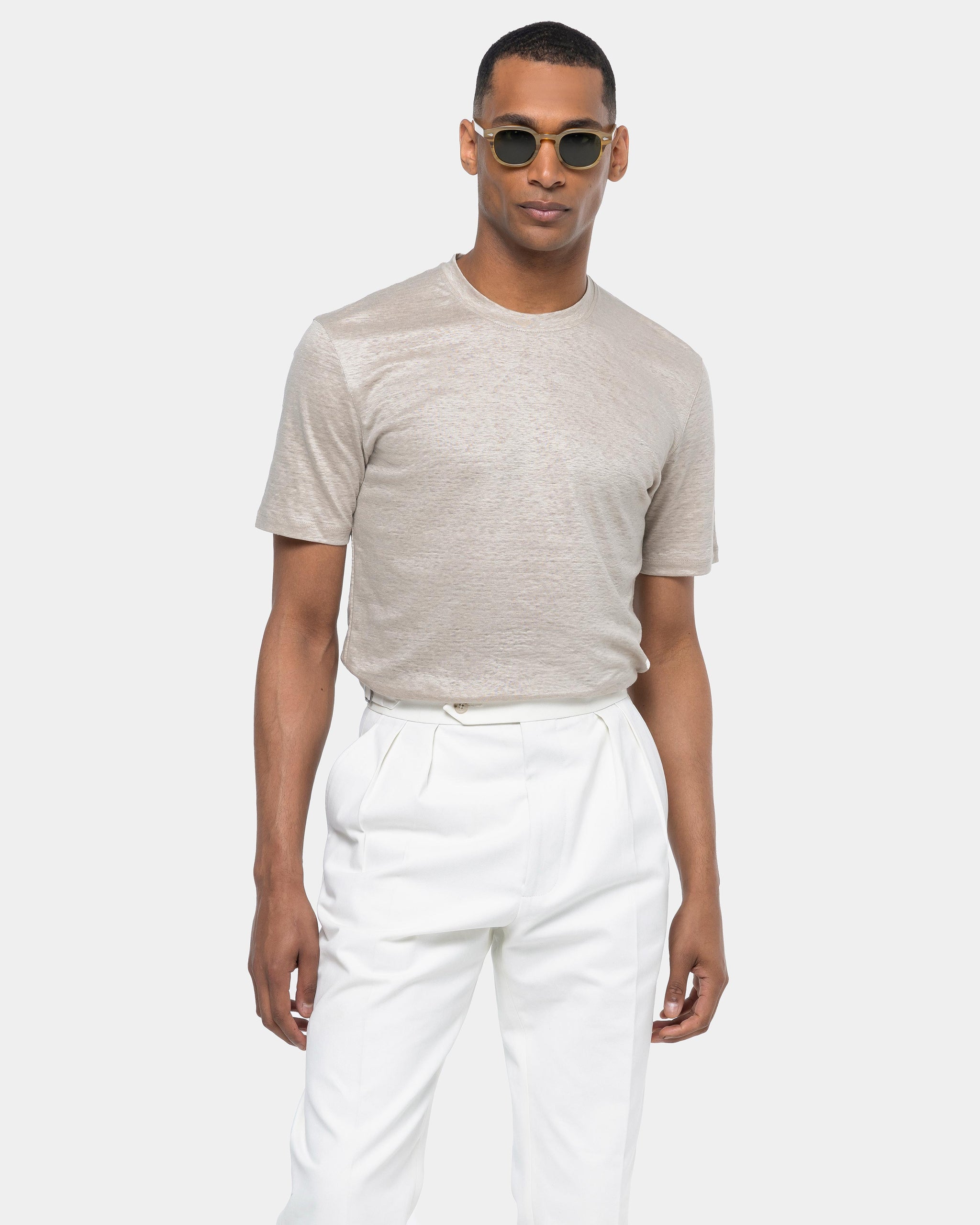 Sand Short Sleeve T-Shirt 100% European Linen | Filatori 