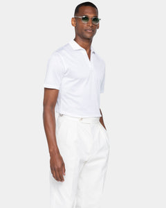 White Short Sleeve Buttonless Polo 100% Egyptian Cotton | Filatori
