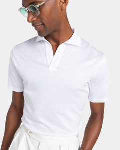 White Short Sleeve Buttonless Polo 100% Egyptian Cotton | Filatori