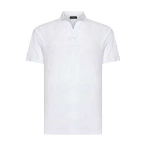 White Short Sleeve Buttonless Polo 100% Egyptian Cotton | Filatori