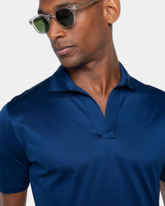 Blue Marine Short Sleeve Buttonless Polo 100% Egyptian Cotton | Filatori