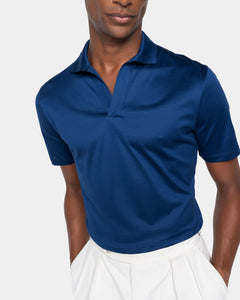 Blue Marine Short Sleeve Buttonless Polo 100% Egyptian Cotton | Filatori