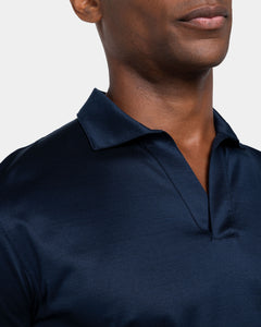 Blue Short Sleeve Buttonless Polo 100% Egyptian Cotton | Filatori
