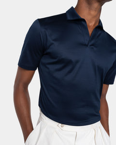 Blue Short Sleeve Buttonless Polo 100% Egyptian Cotton | Filatori