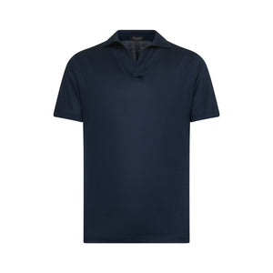 Blue Short Sleeve Buttonless Polo 100% Egyptian Cotton | Filatori