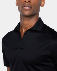 Black Short Sleeve Buttonless Polo 100% Egyptian Cotton | Filatori