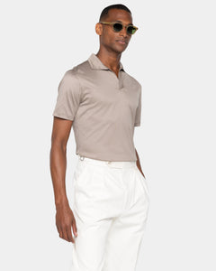 Taupe Short Sleeve Buttonless Polo 100% Egyptian Cotton | Filatori