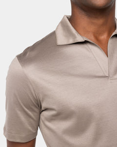 Taupe Short Sleeve Buttonless Polo 100% Egyptian Cotton | Filatori