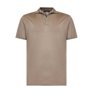 Taupe Short Sleeve Buttonless Polo 100% Egyptian Cotton | Filatori