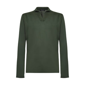 Military Green Long Sleeve Buttonless Polo 100% Egyptian Cotton | Filatori