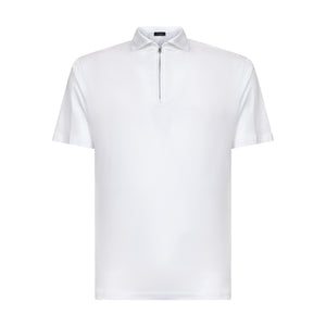 White Short Sleeve Half Zip Polo 100% Egyptian Cotton | Filatori