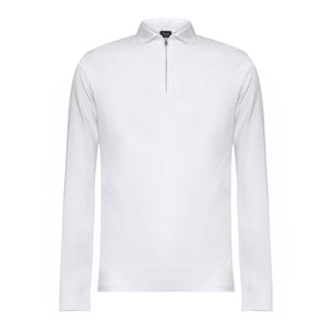 White Long Sleeve Half Zip Polo 100% Egyptian Cotton | Filatori