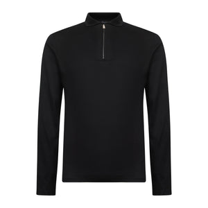 Black Long Sleeve Half Zip Polo 100% Egyptian Cotton | Filatori