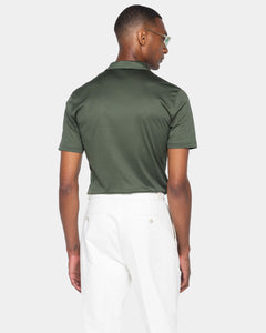 Military Green Short Sleeve Half Zip Polo 100% Egyptian Cotton | Filatori