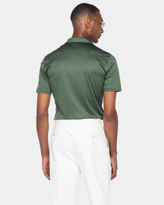 Polo mezza zip manica corta tinta unita Verde Militare 100% Cotone egiziano | Filatori
