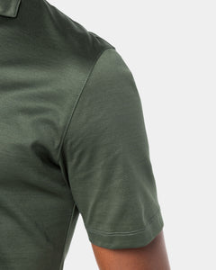 Military Green Short Sleeve Half Zip Polo 100% Egyptian Cotton | Filatori