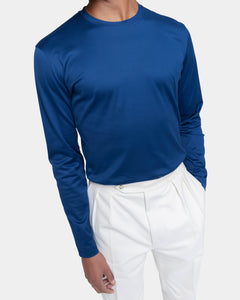 Blue Marine Long Sleeve T-Shirt 100% Ultra-fine Supima Cotton | Filatori 