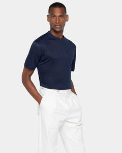 Blue Short Sleeve T-Shirt 100% Masters of Linen | Filatori 