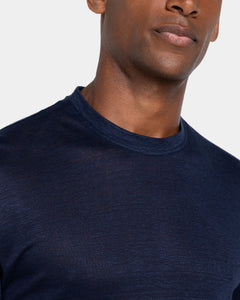 Blue Short Sleeve T-Shirt 100% Masters of Linen | Filatori 