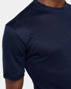 Blue Short Sleeve T-Shirt 100% Masters of Linen | Filatori 