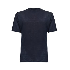 Blue Short Sleeve T-Shirt 100% Masters of Linen | Filatori 
